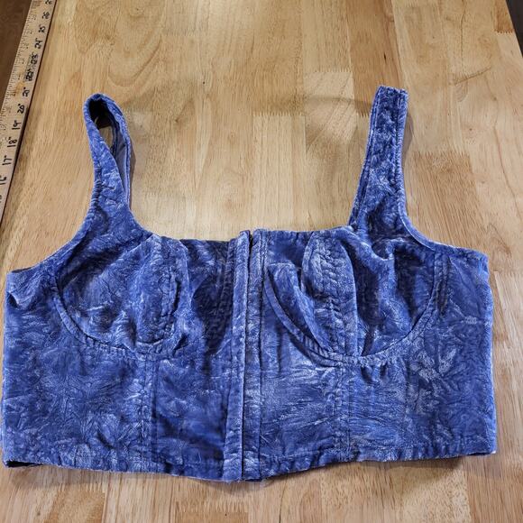 NWT Wild Fable Periwinkle Blue Velvet Stretch Corset Top Sleeveless Large - Picture 1 of 9